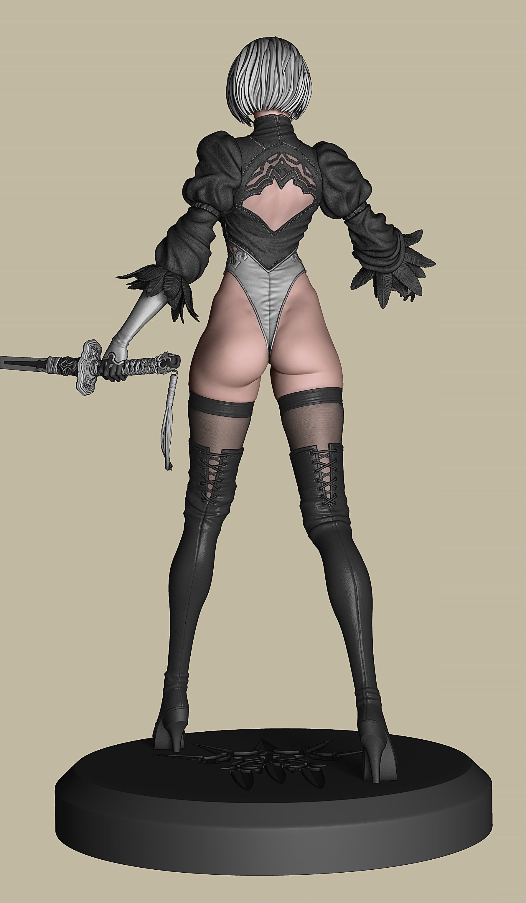 2B-YoRHa No2 Type B-NieR Automata-Garage Kit for 3D Printing 3D print model_23