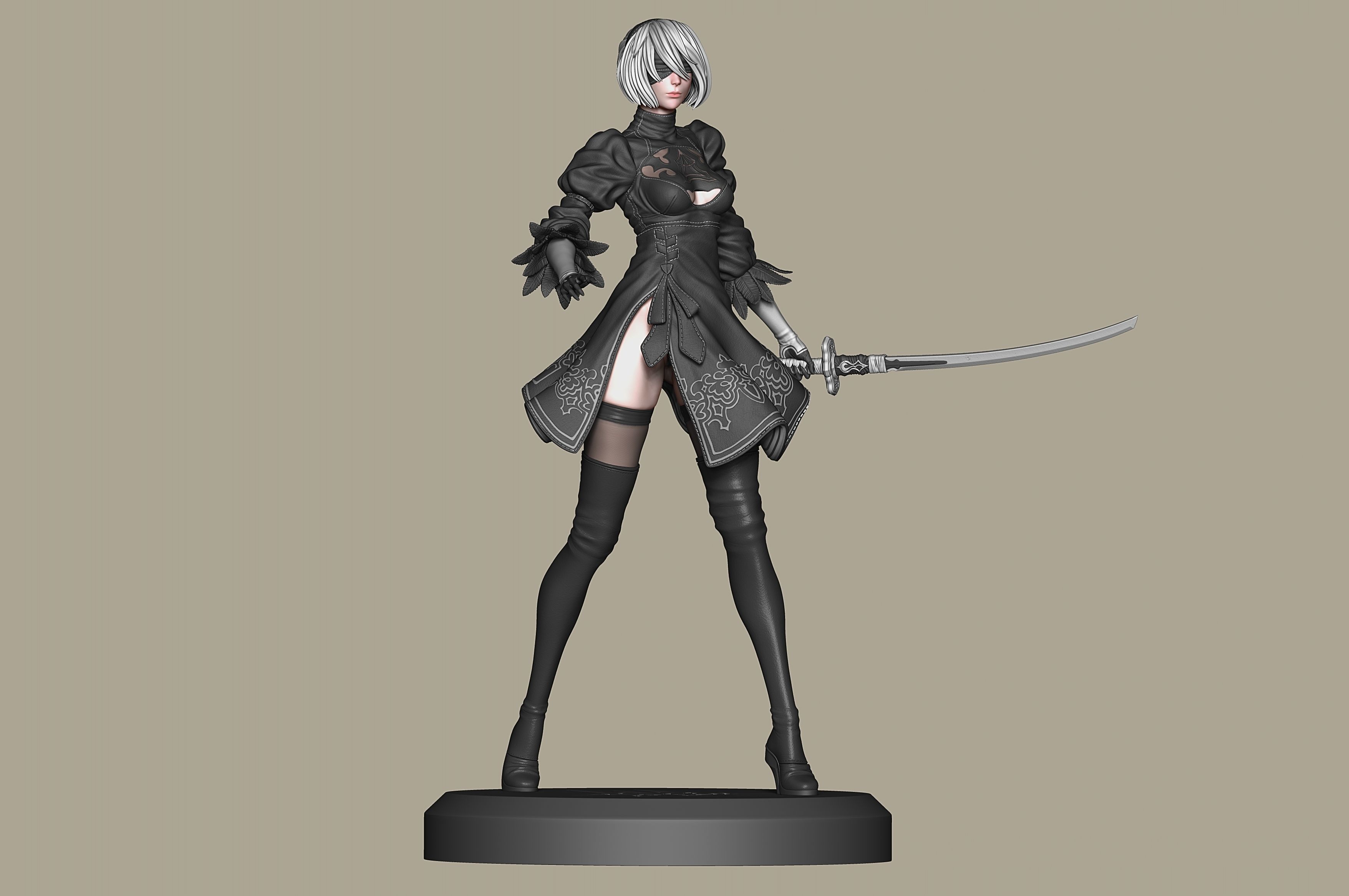 2B-YoRHa No2 Type B-NieR Automata-Garage Kit for 3D Printing 3D print model_9