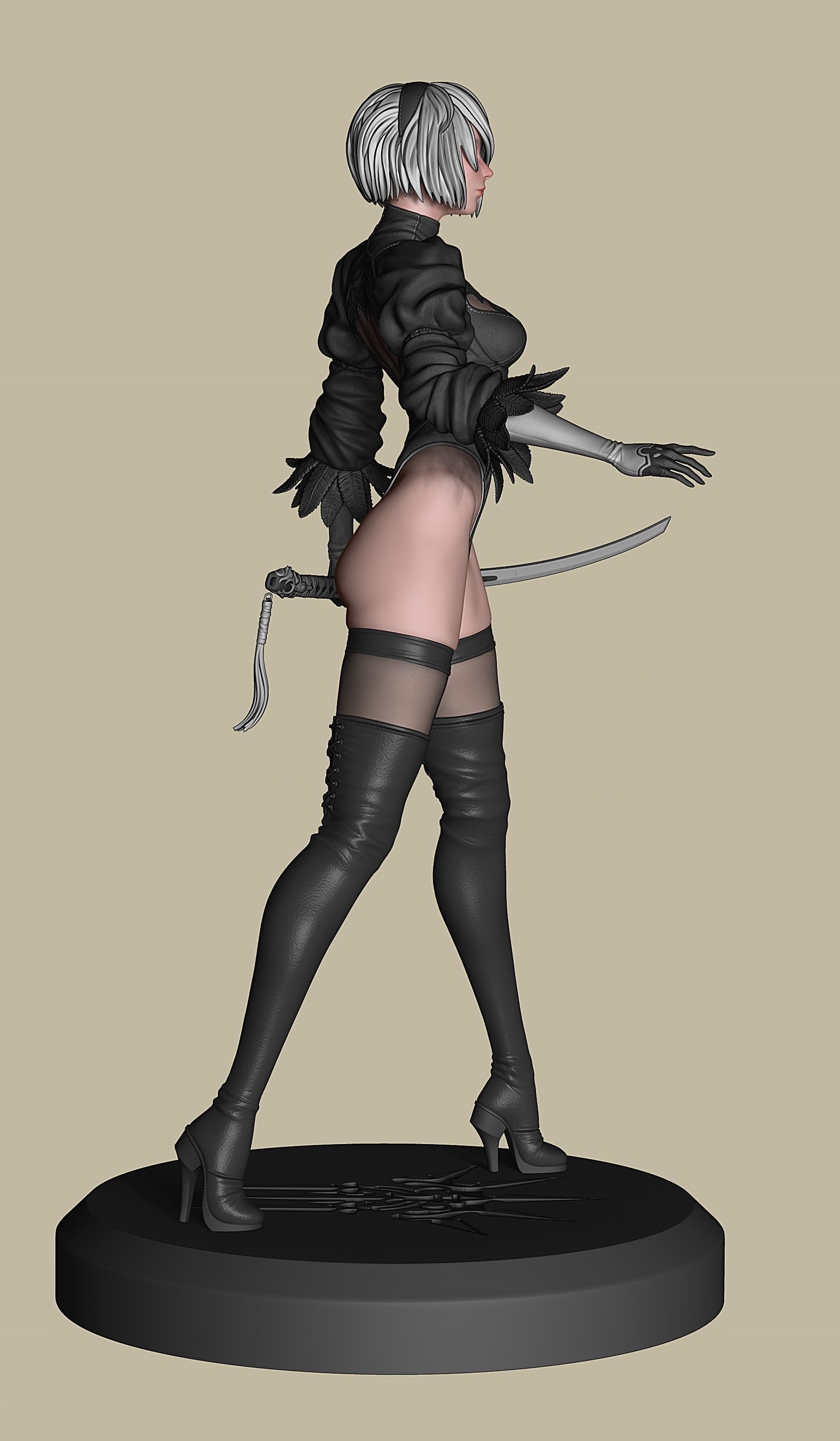 2B-YoRHa No2 Type B-NieR Automata-Garage Kit for 3D Printing 3D print model_20