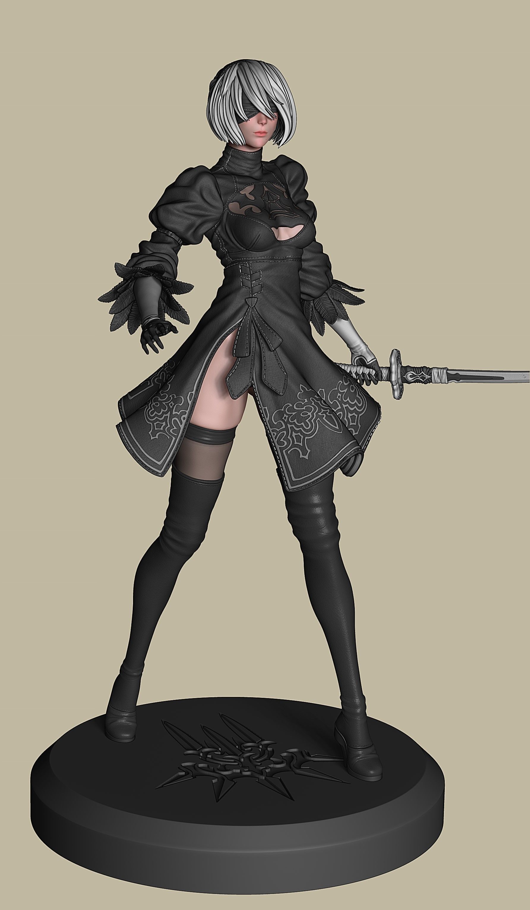 2B-YoRHa No2 Type B-NieR Automata-Garage Kit for 3D Printing 3D print model_10