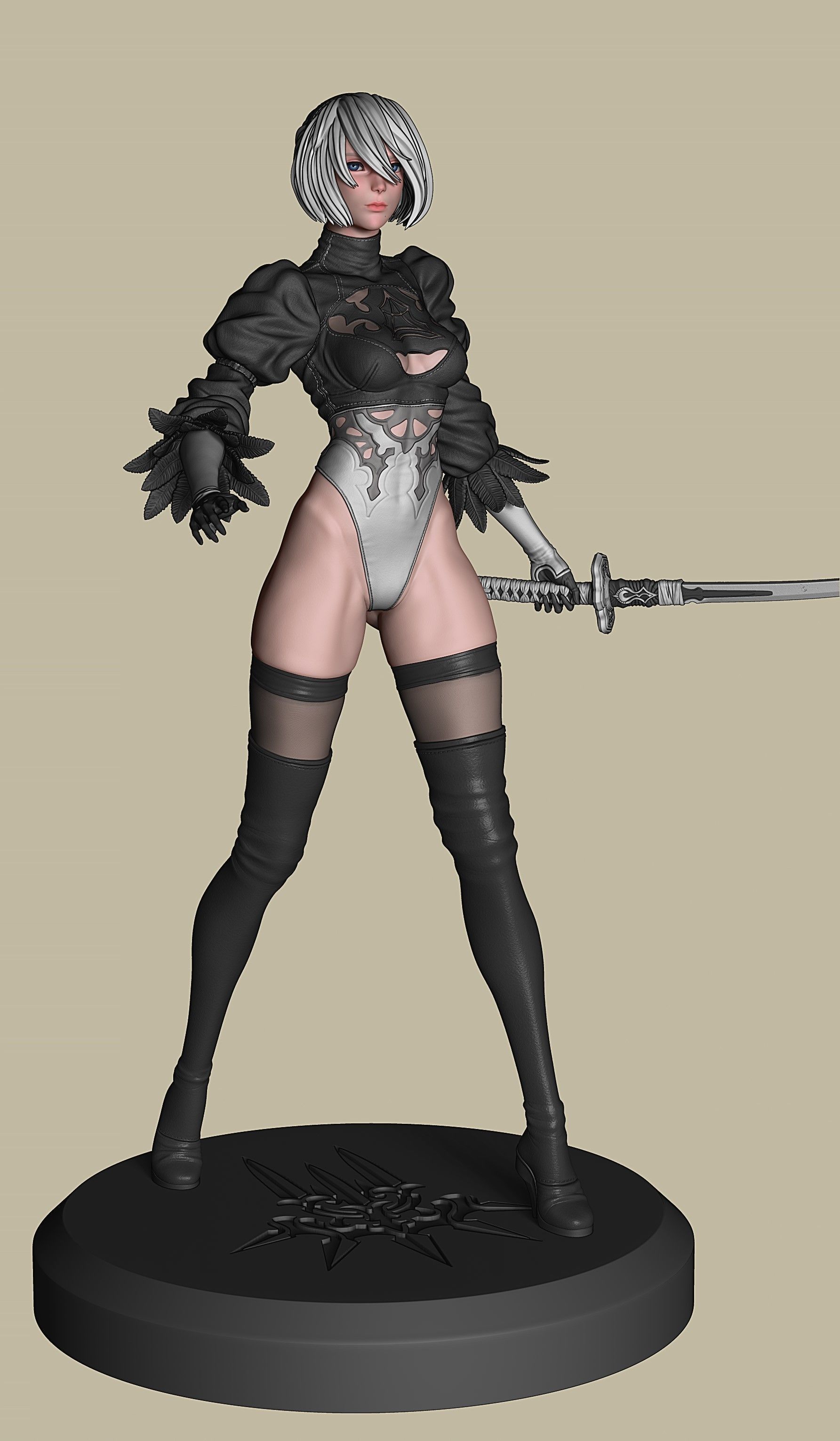 2B-YoRHa No2 Type B-NieR Automata-Garage Kit for 3D Printing 3D print model_11