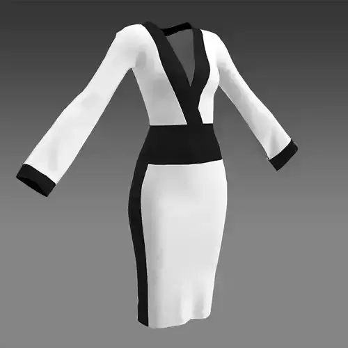 DRESS BASIC COLOR BLACK AND WHITE 