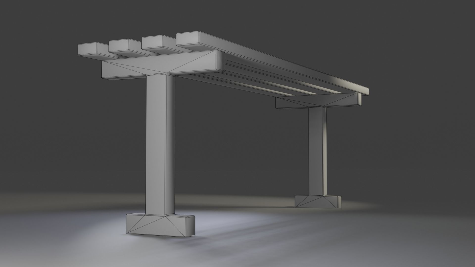 Park Bench Low-poly 3D model_5