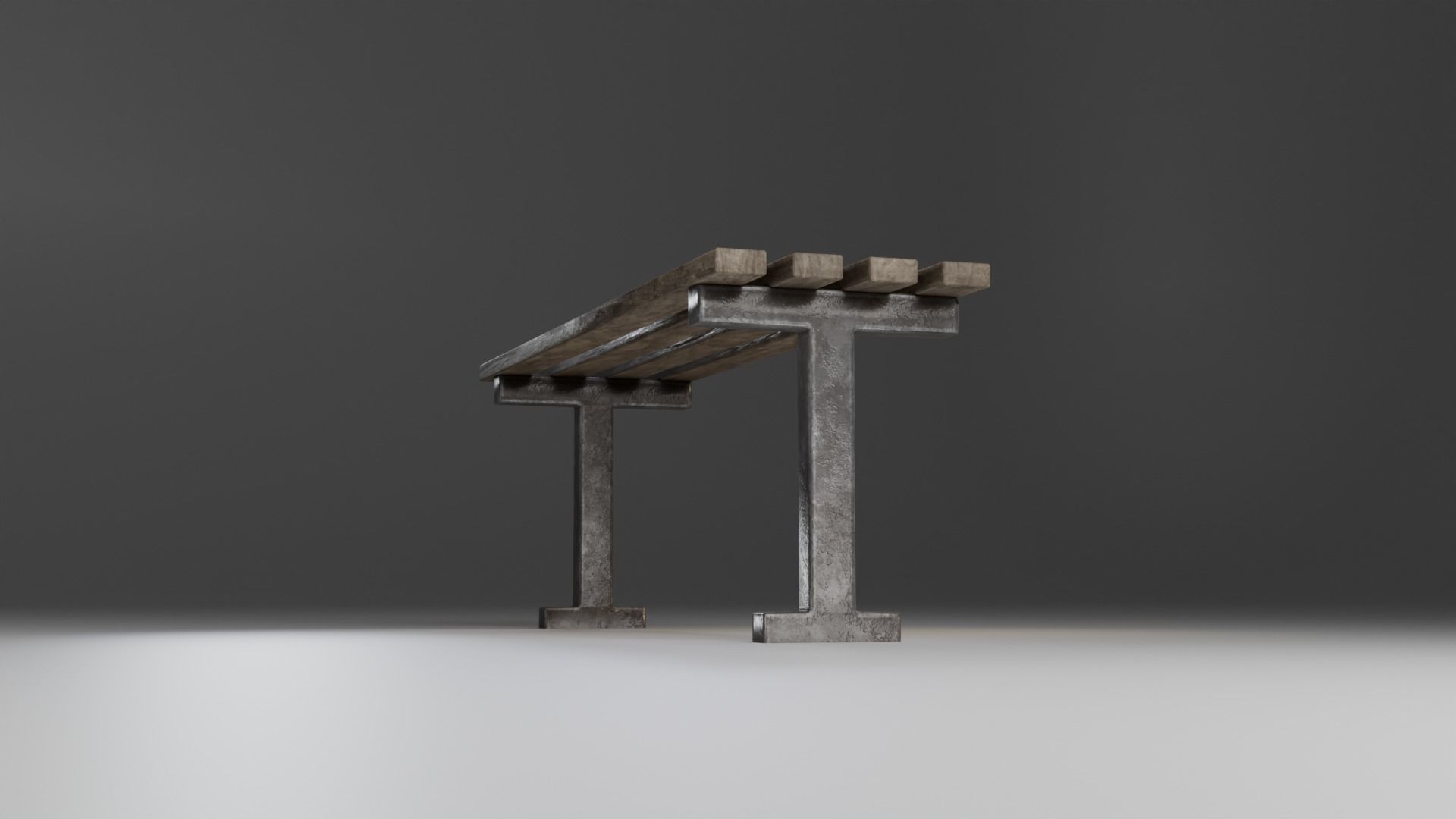 Park Bench Low-poly 3D model_2