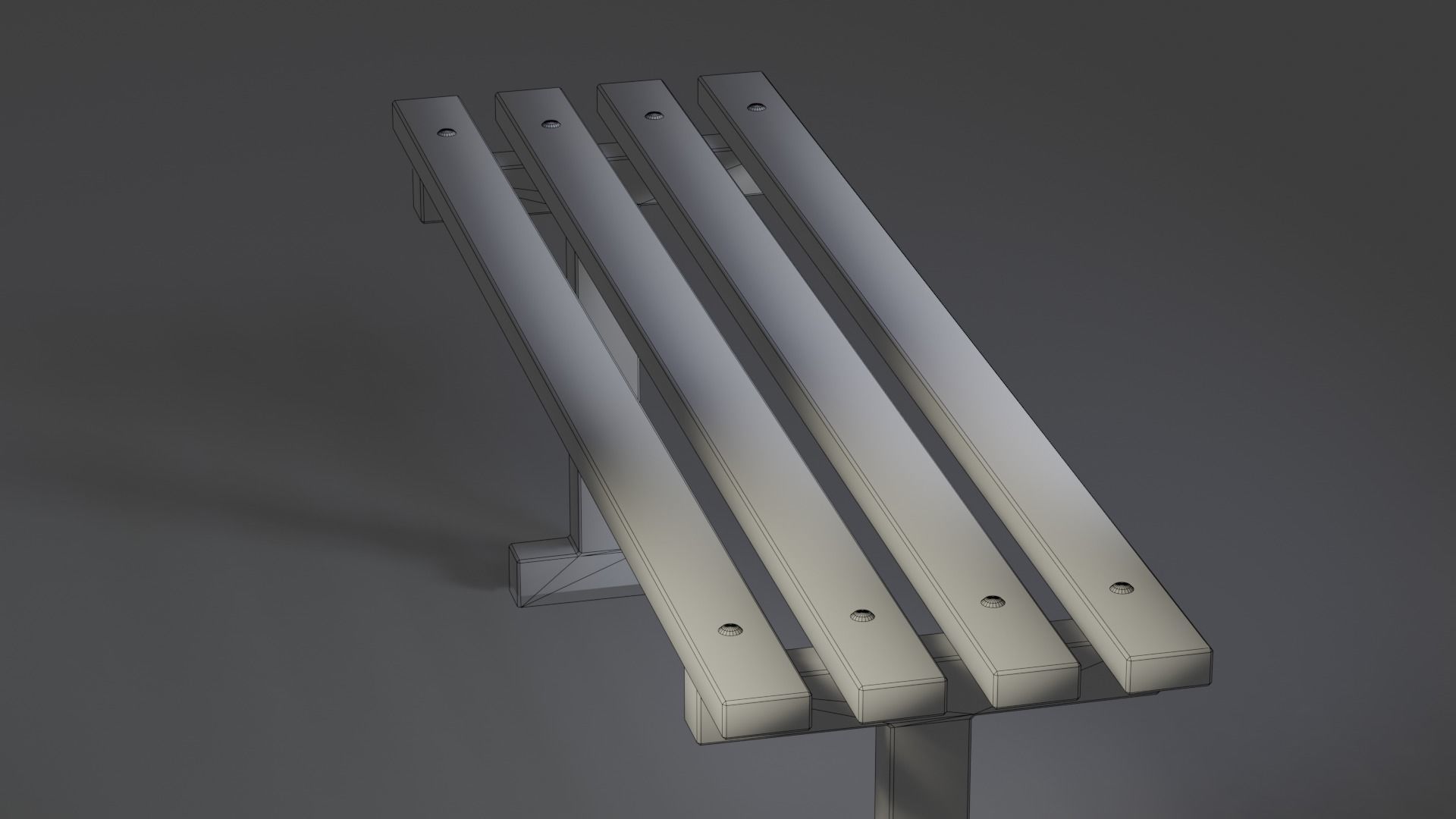 Park Bench Low-poly 3D model_4