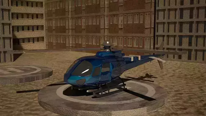 low poly euro helicopter Low-poly 3D model