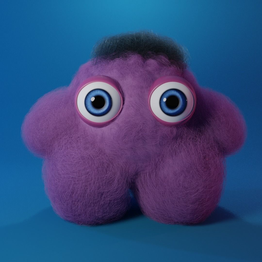 Cute fluffy character 3D model_4