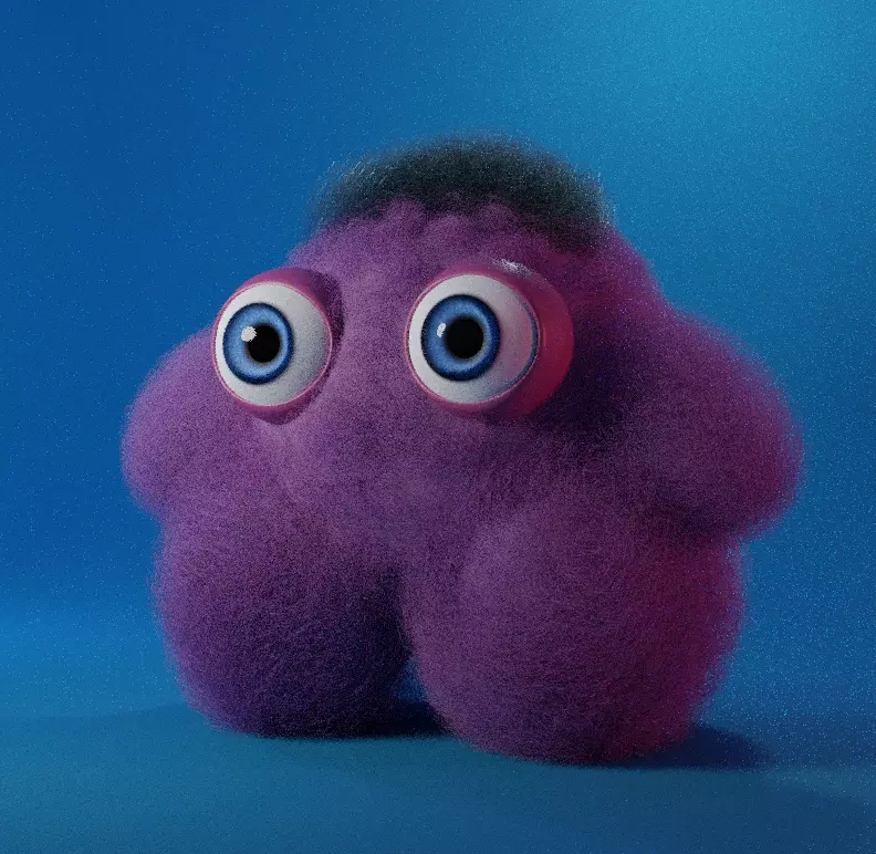 Cute fluffy character 3D model_0