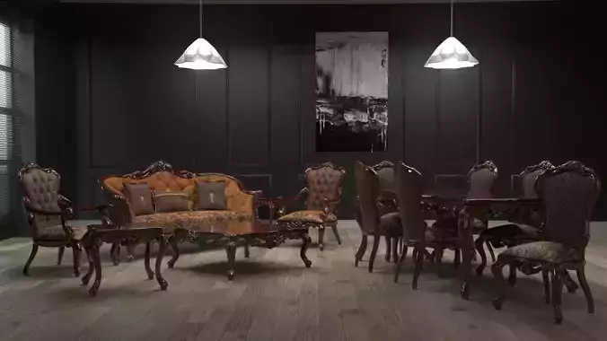 Coll01-Furniture ornate upholstered chair