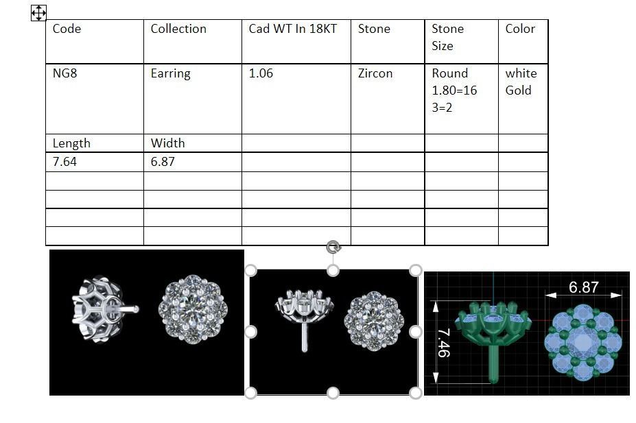 Earrings pair of diamond stud 3D print model_1