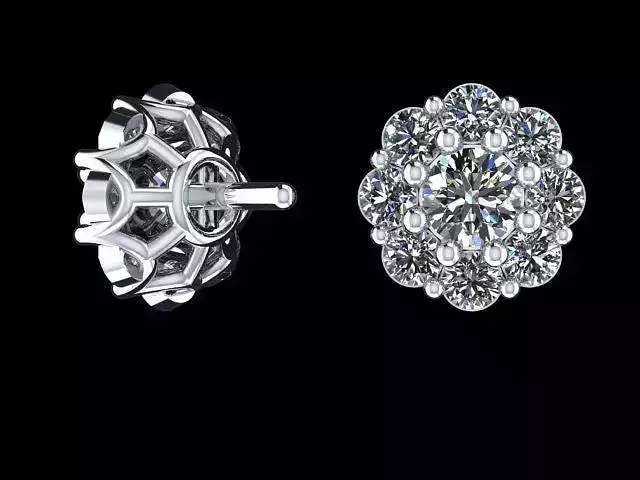 Earrings pair of diamond stud 3D print model