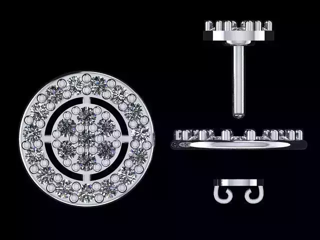 Earring pair of earrings with diamonds in center
