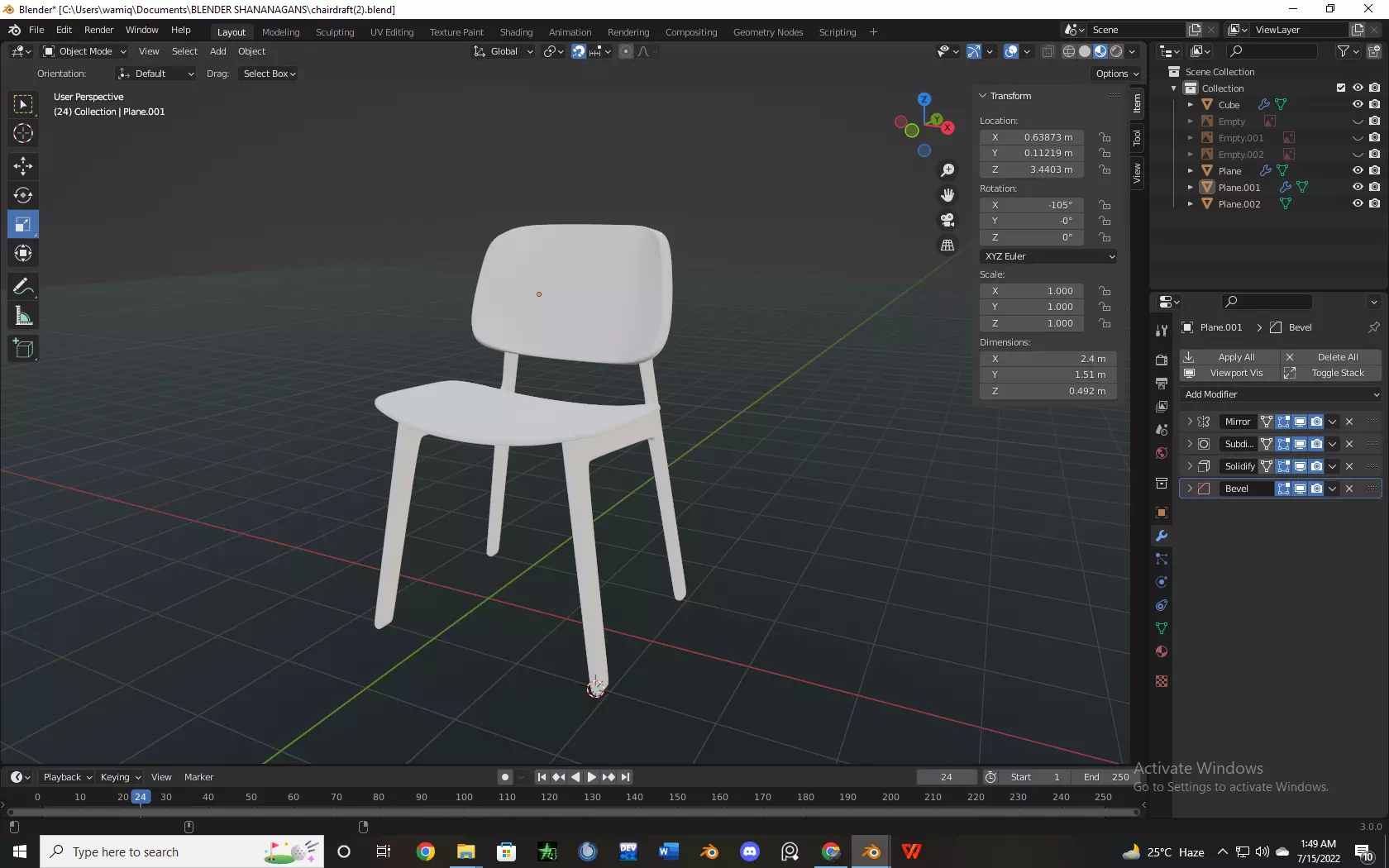 3D Stylish Chair Free low-poly 3D model