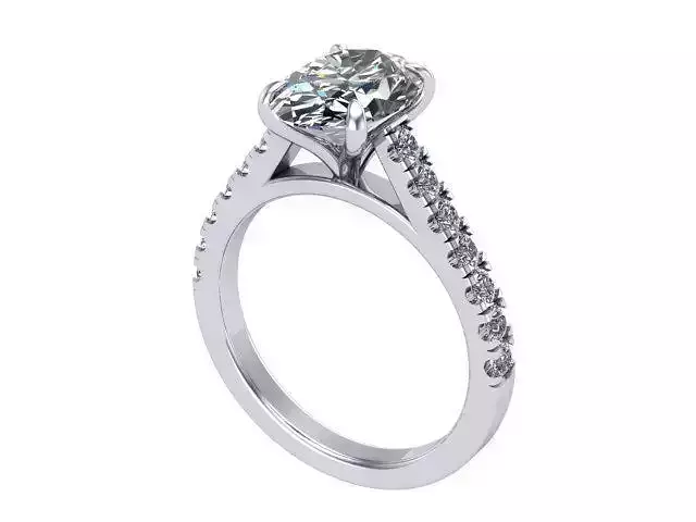 Silver Oval Diamond Ring and Silver and Gold Oval Diamond Ring 