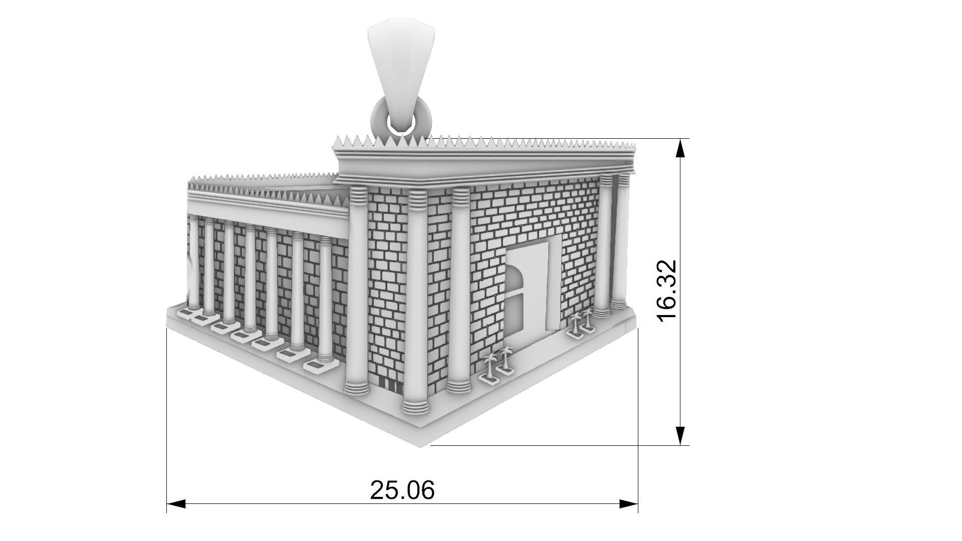 Solomon Temple Pendant 3D print model_3