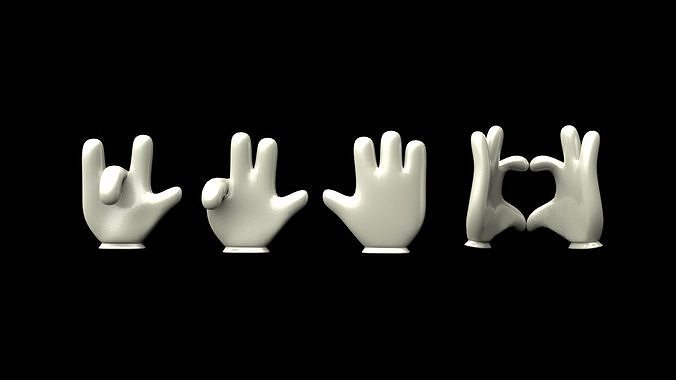 Funny cartoon hands Free low-poly 3D model