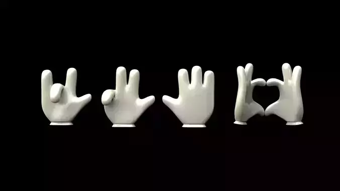Funny cartoon hands Free low-poly 3D model