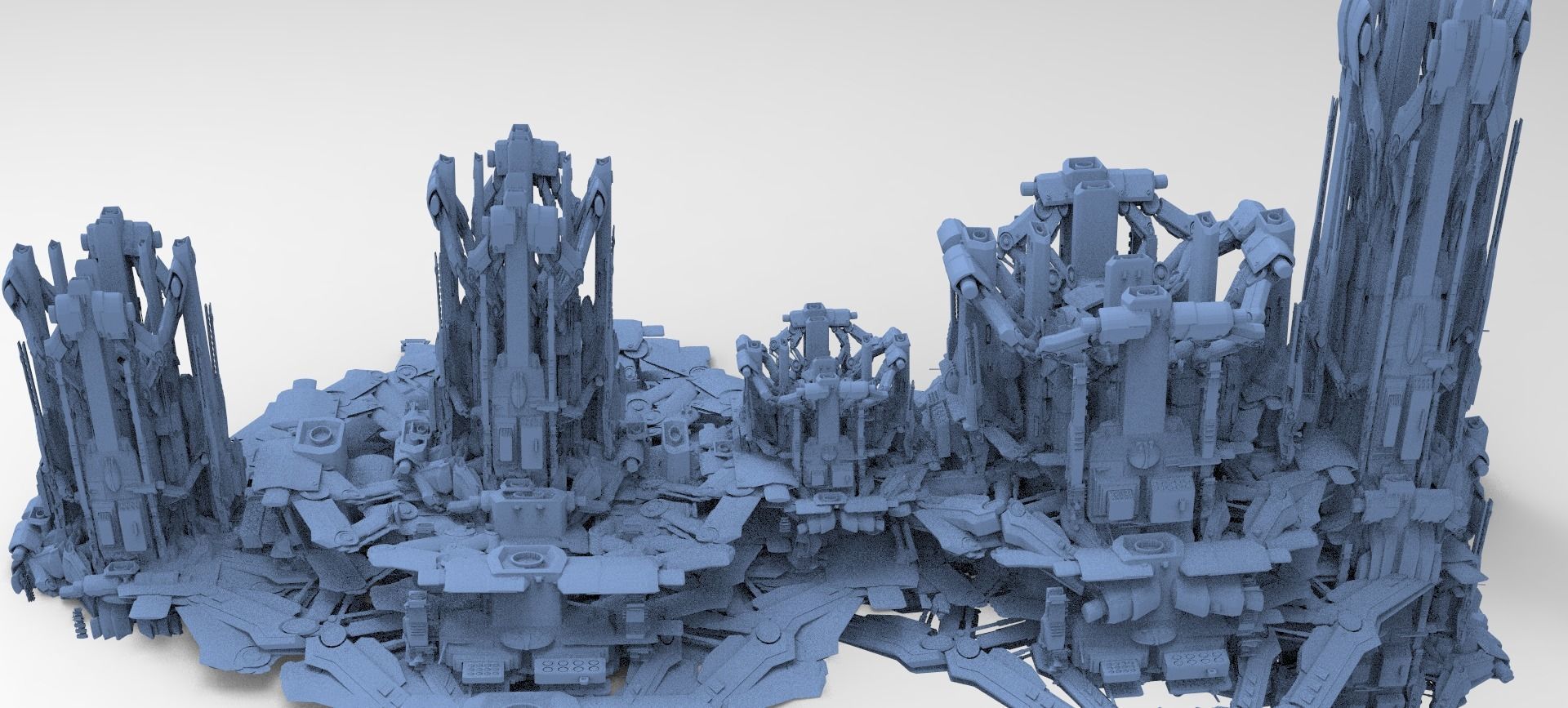 Advanced Ancient Civilization Ship architecture 6 designs 3D model_1