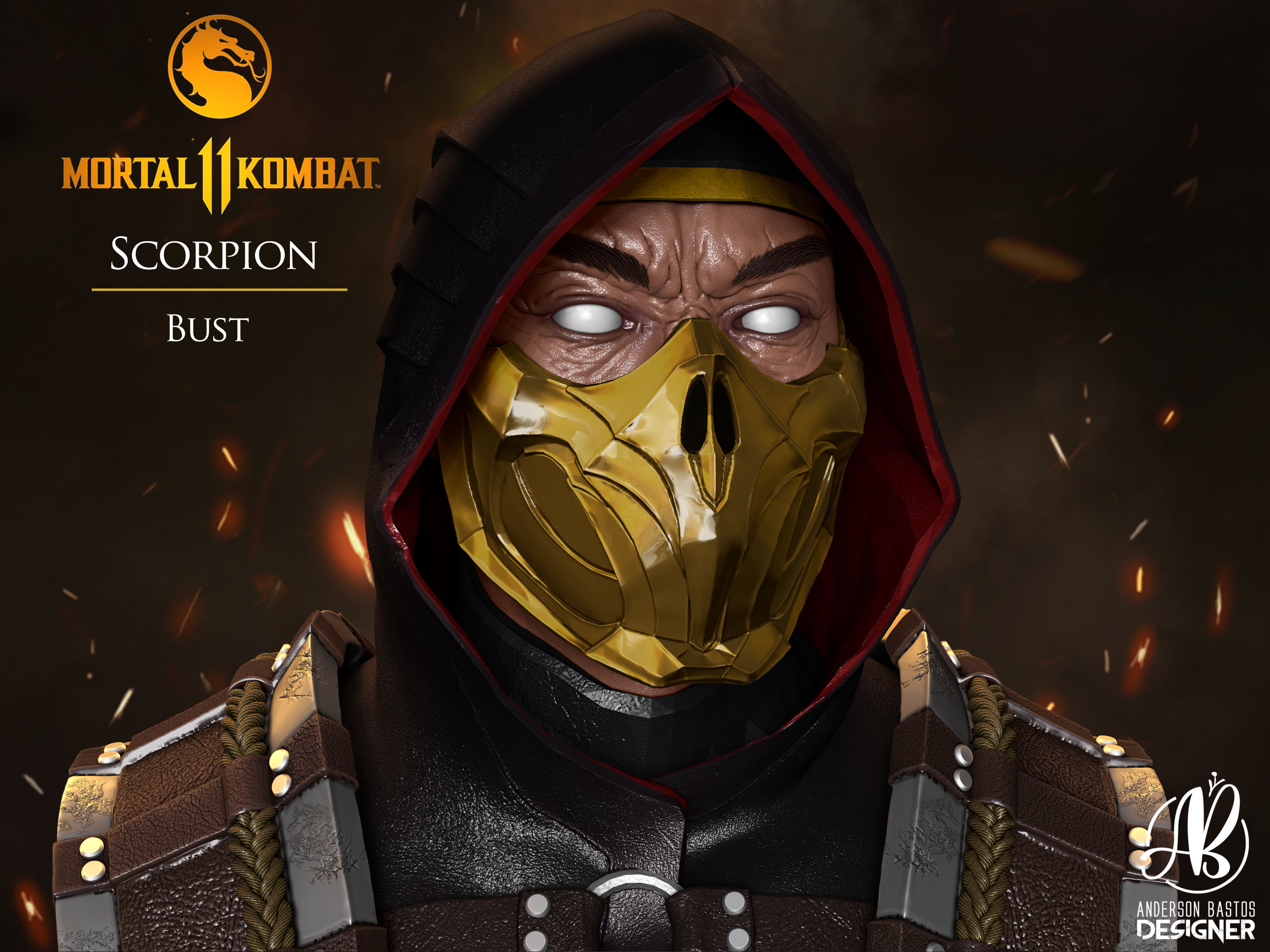 Scorpion Bust Mortal Kombat 11 3D print model_3