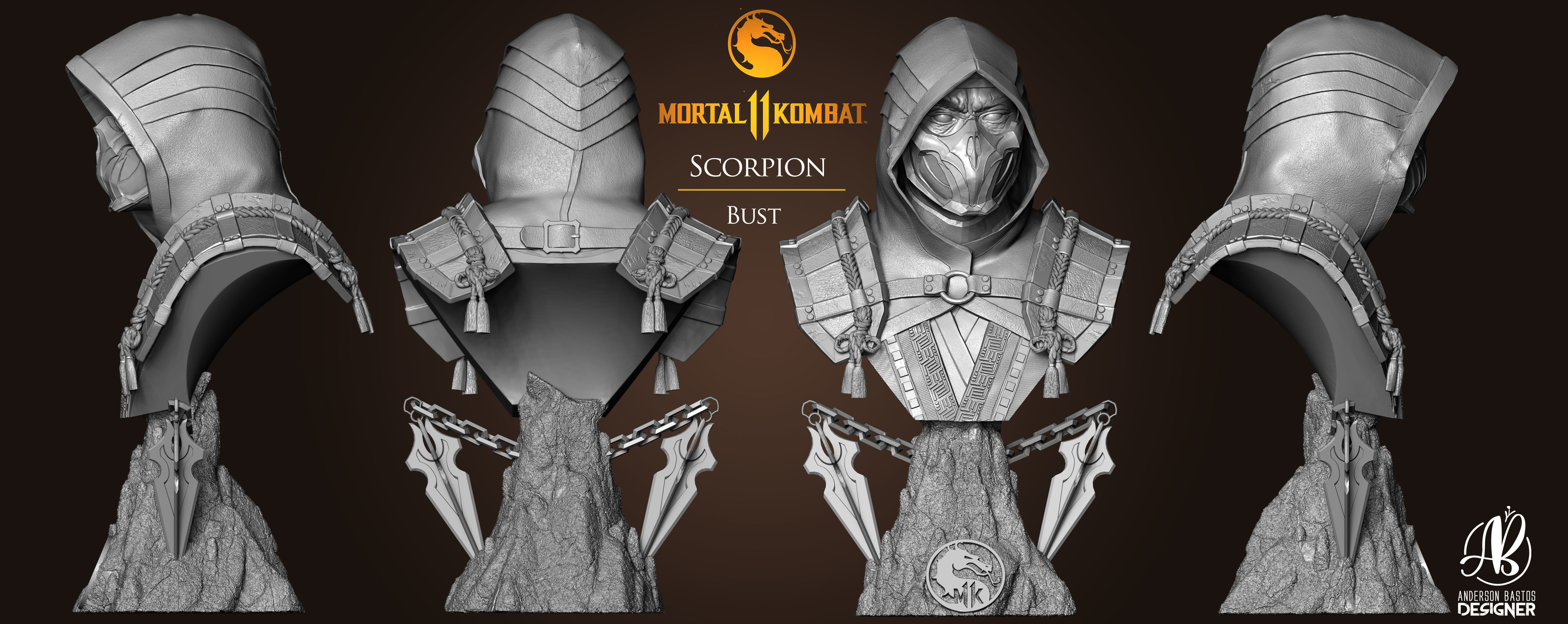 Scorpion Bust Mortal Kombat 11 3D print model_4
