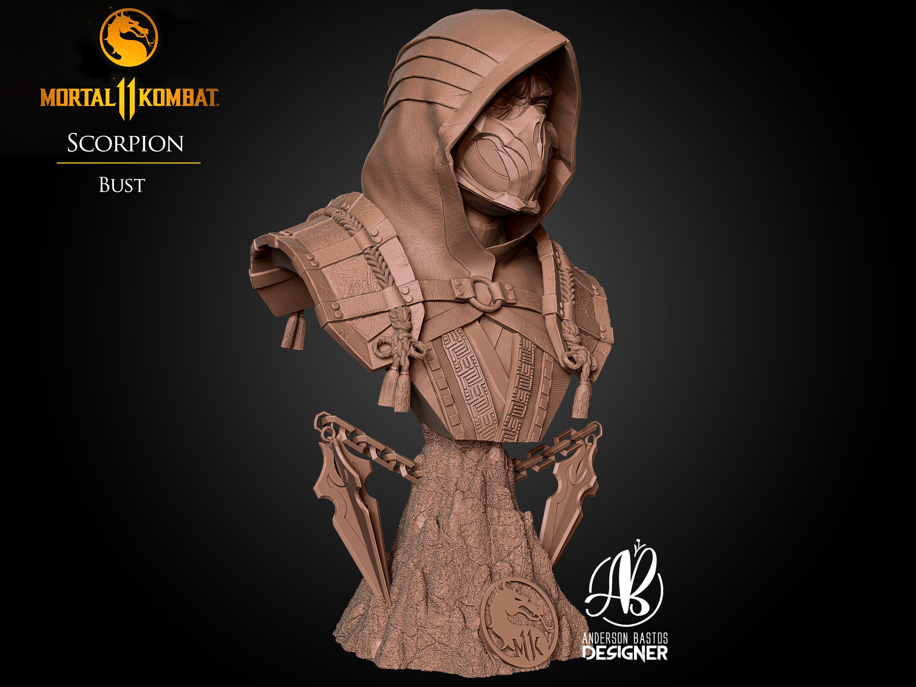 Scorpion Bust Mortal Kombat 11 3D print model_7