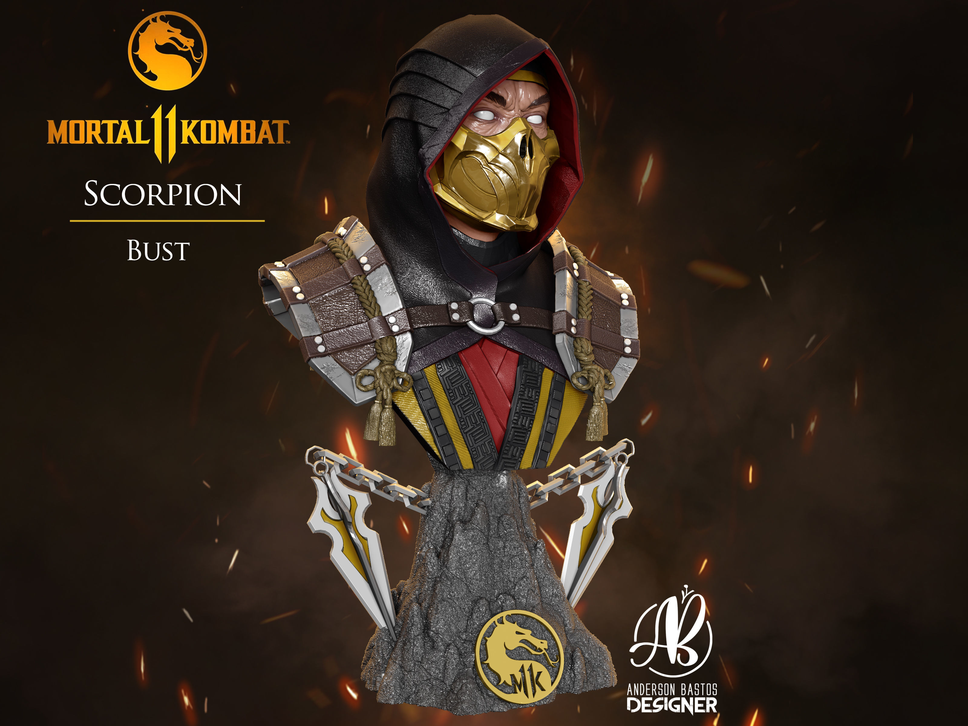 Scorpion Bust Mortal Kombat 11 3D print model_2