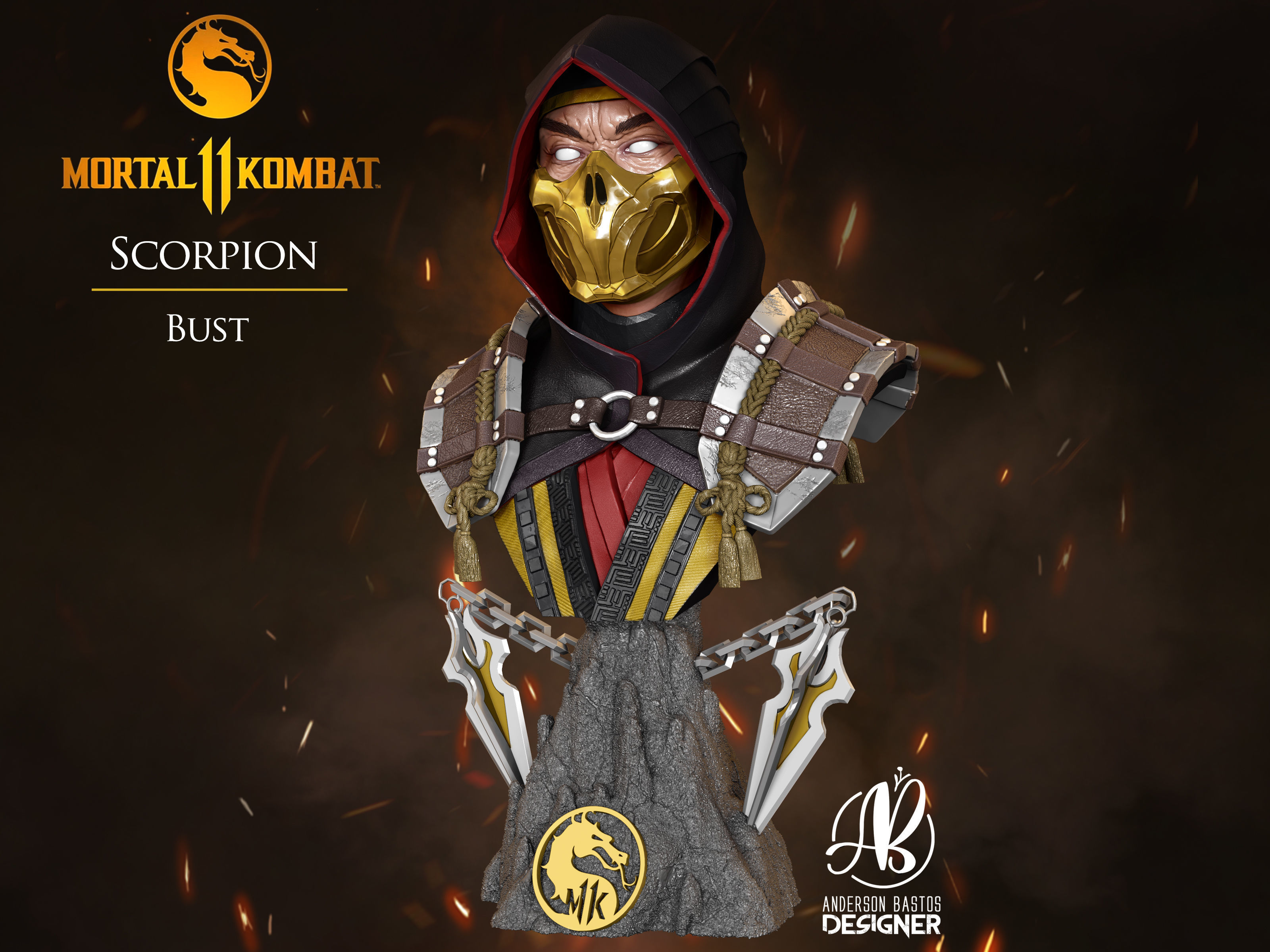 Scorpion Bust Mortal Kombat 11 3D print model_1