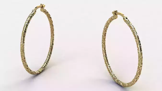 Floral Textured Hoop Earring 30 mm