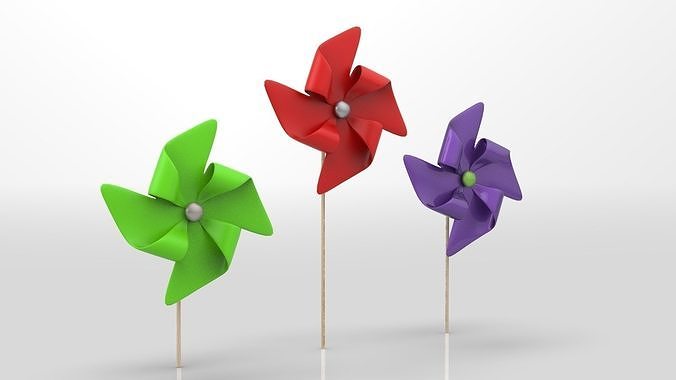 Paper windmill Free low-poly 3D model