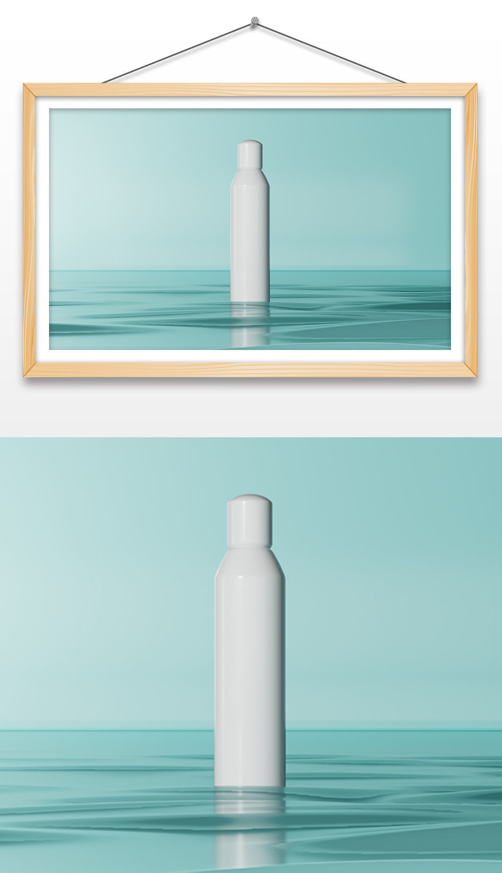 Cosmetic bottle product scene with water ripple background 3D model_1
