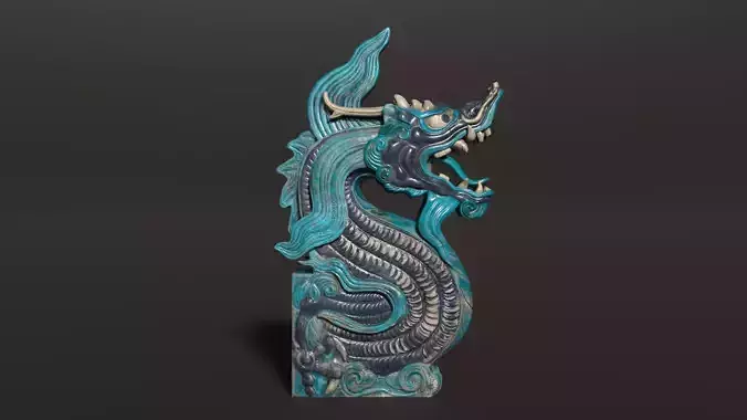 3D Antique Chinese Dragon Statue Carved