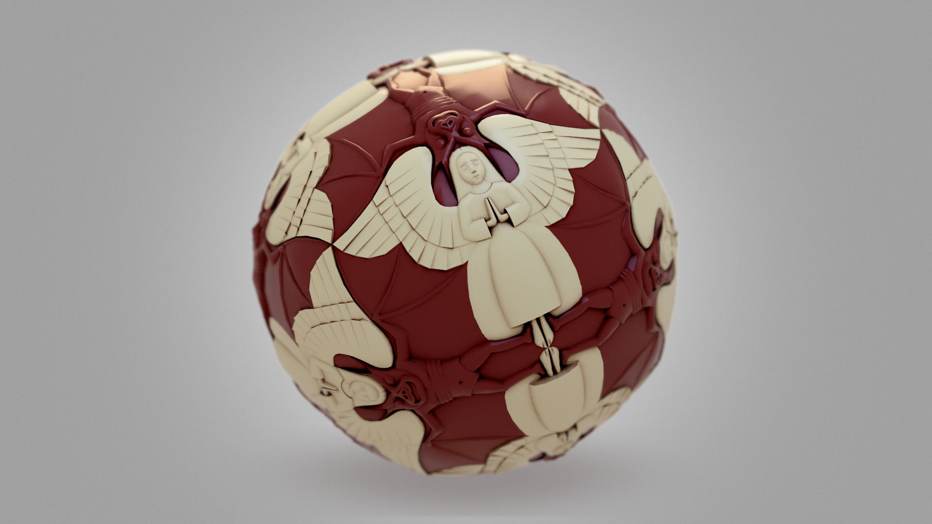 Angels and Devils TRANSFORMING - Escher Low-poly 3D model_9