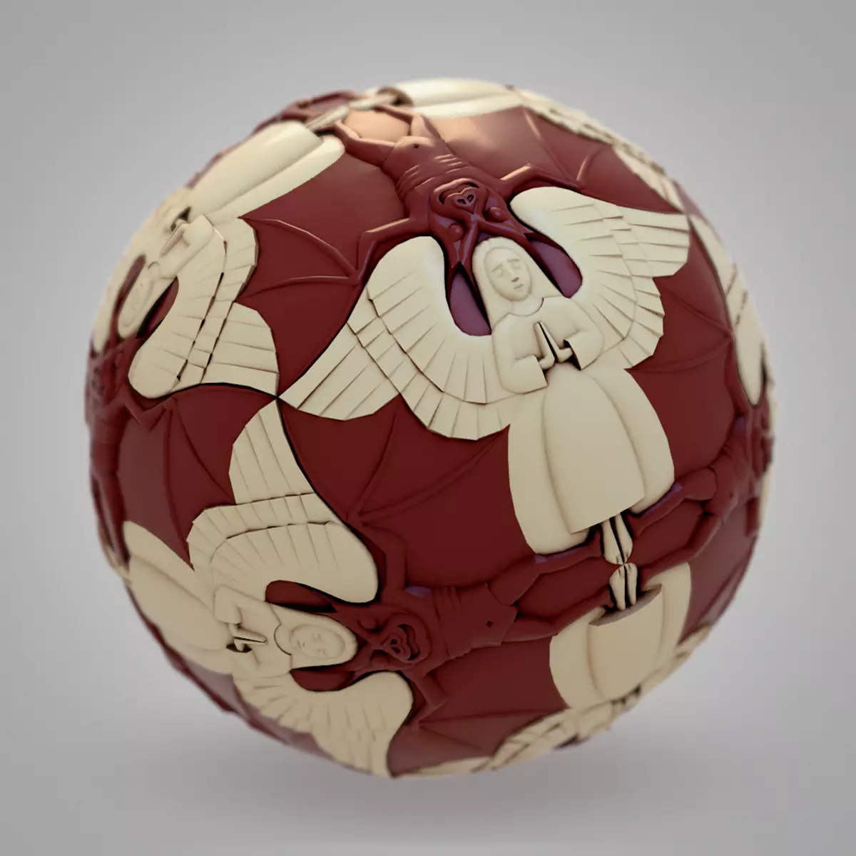 Angels and Devils TRANSFORMING - Escher Low-poly 3D model_0