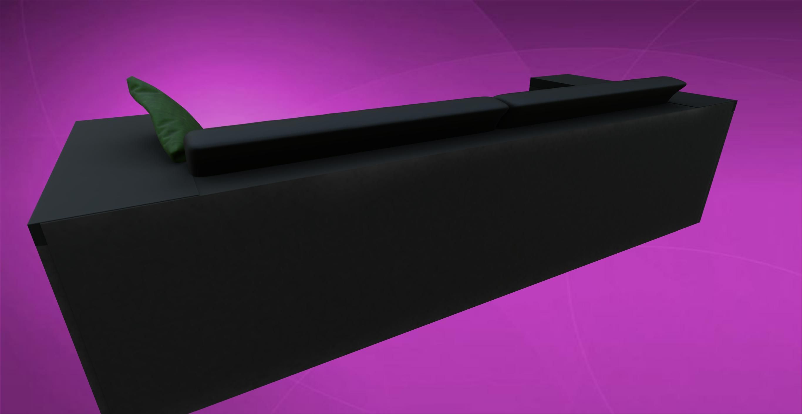 Sofa - Black Leather Sofa 3D model_2