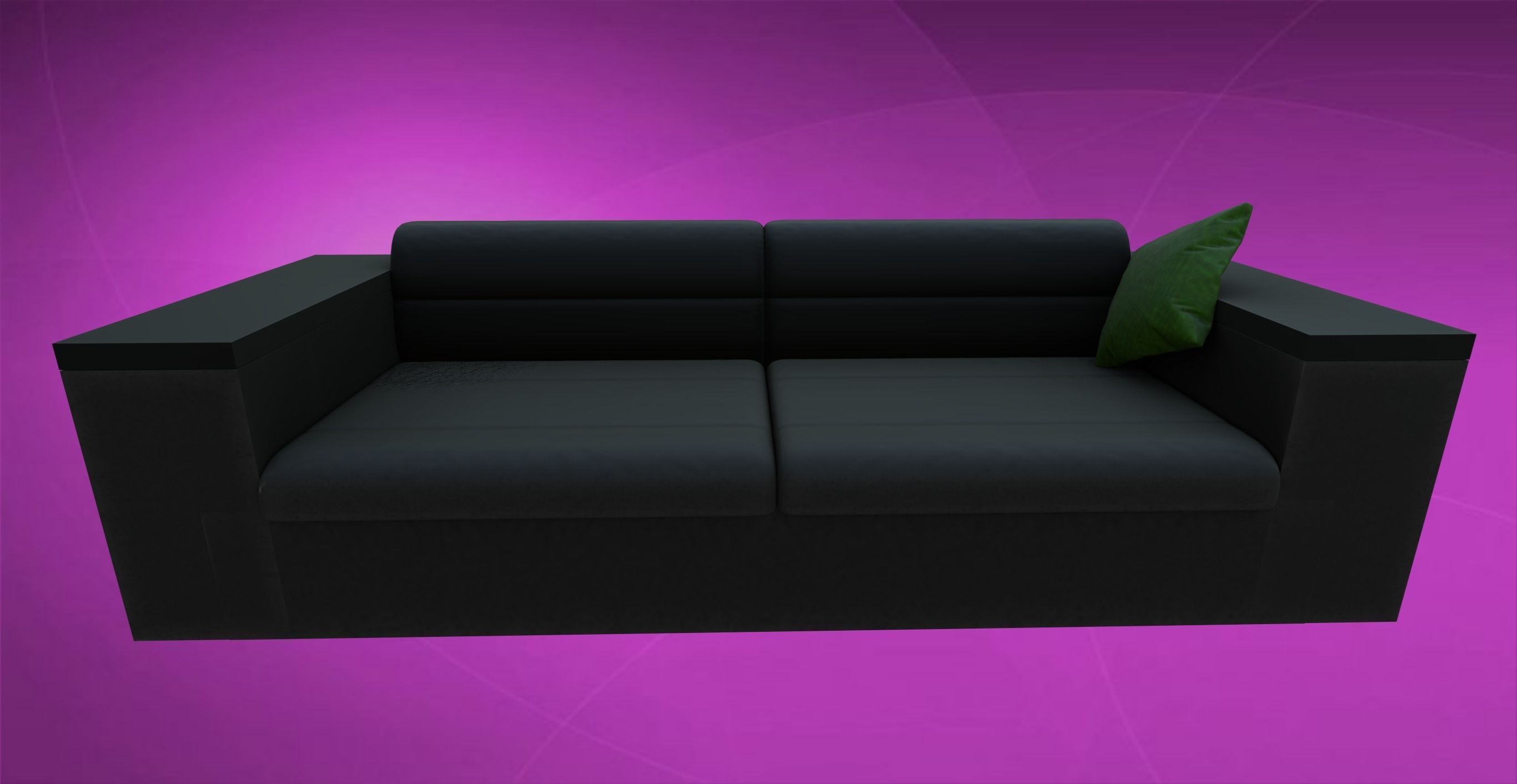 Sofa - Black Leather Sofa 3D model_0
