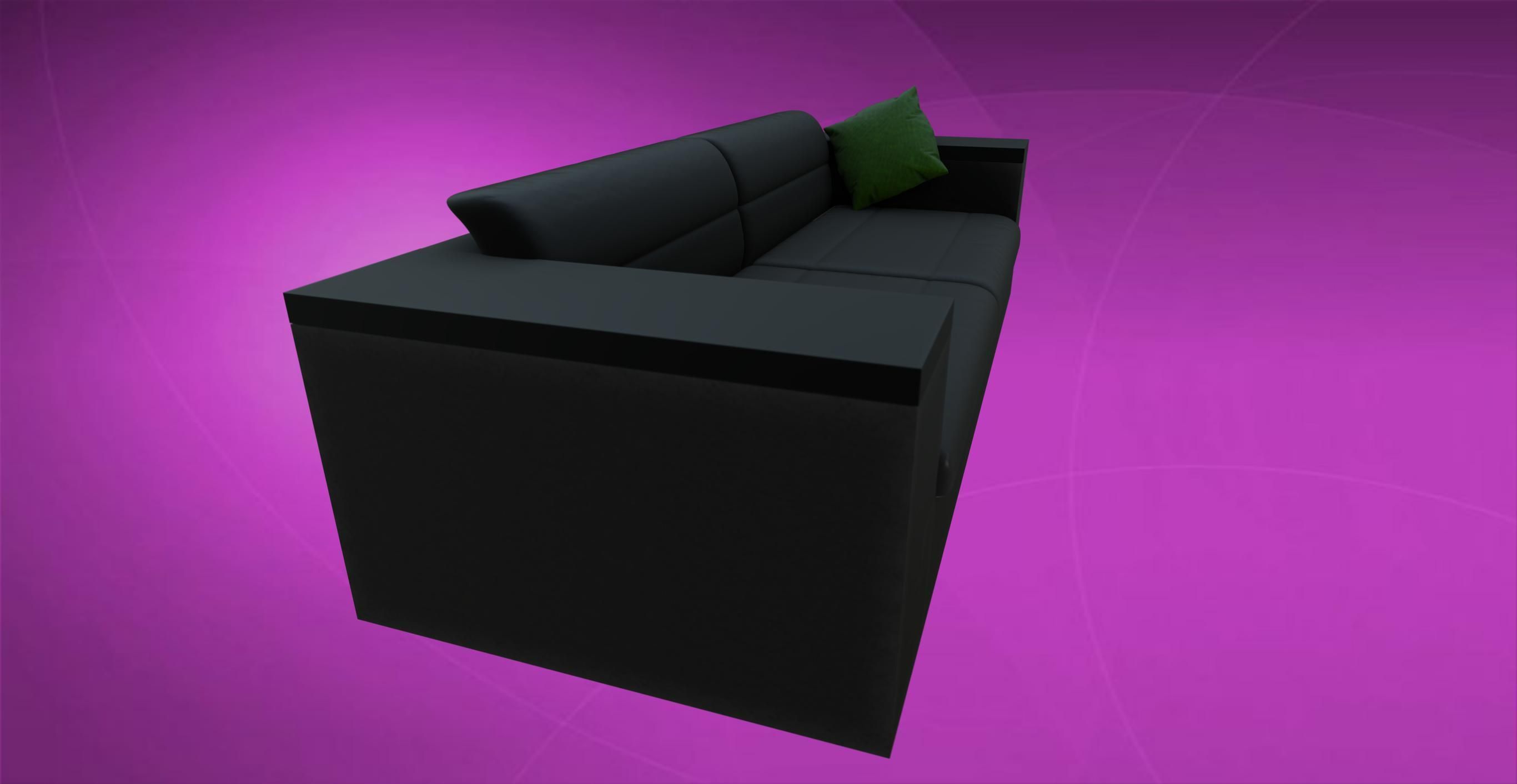 Sofa - Black Leather Sofa 3D model_1