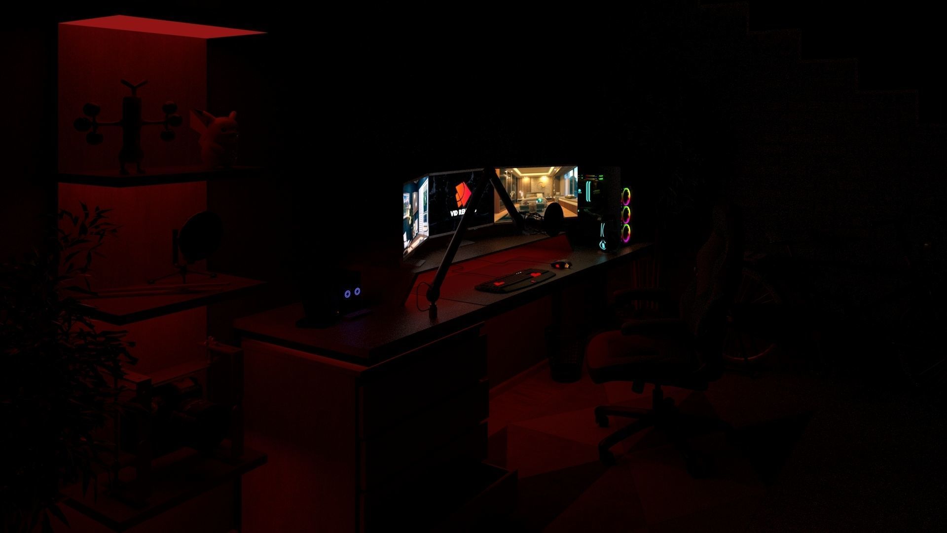 Gaming room 3D model_2