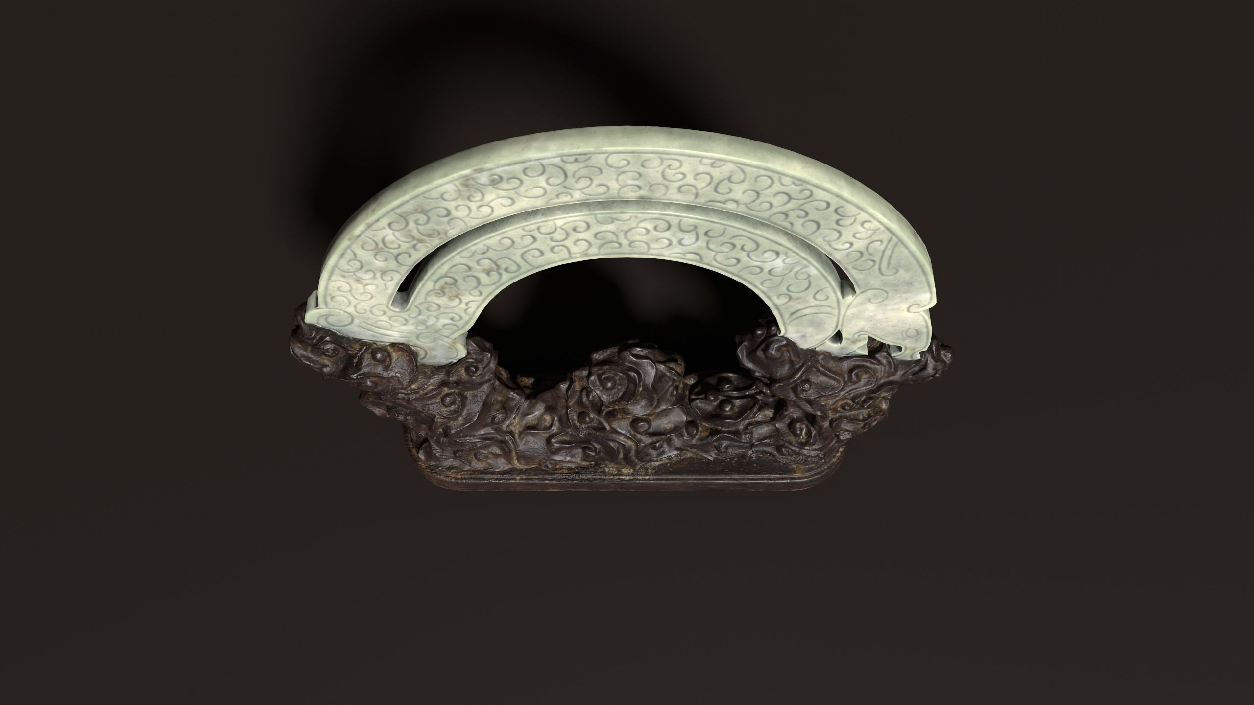 3D Antique Chinese Jade Statue Carved Low-poly 3D model_4