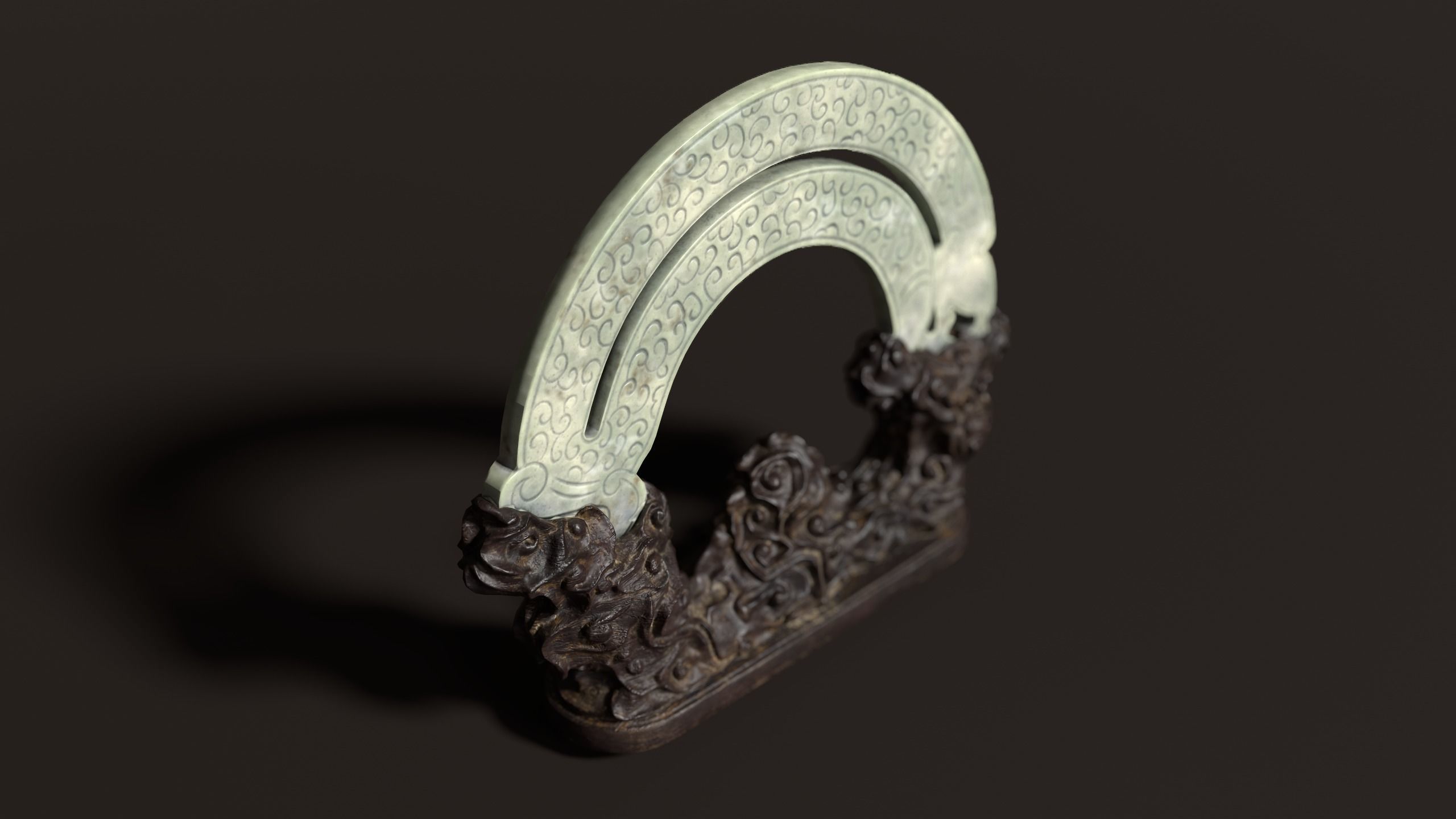 3D Antique Chinese Jade Statue Carved Low-poly 3D model_1