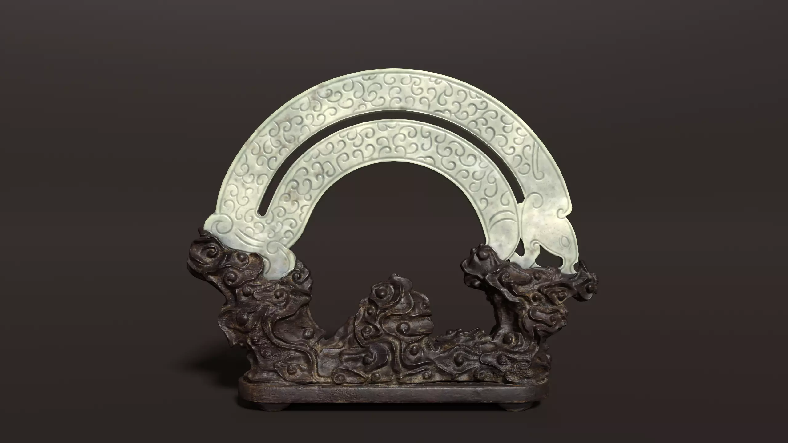 3D Antique Chinese Jade Statue Carved Low-poly 3D model_0