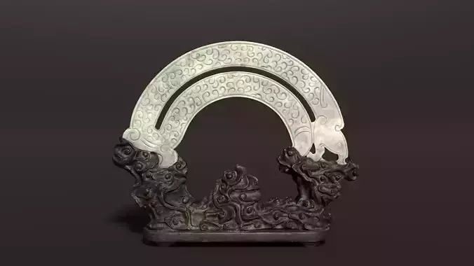 3D Antique Chinese Jade Statue Carved