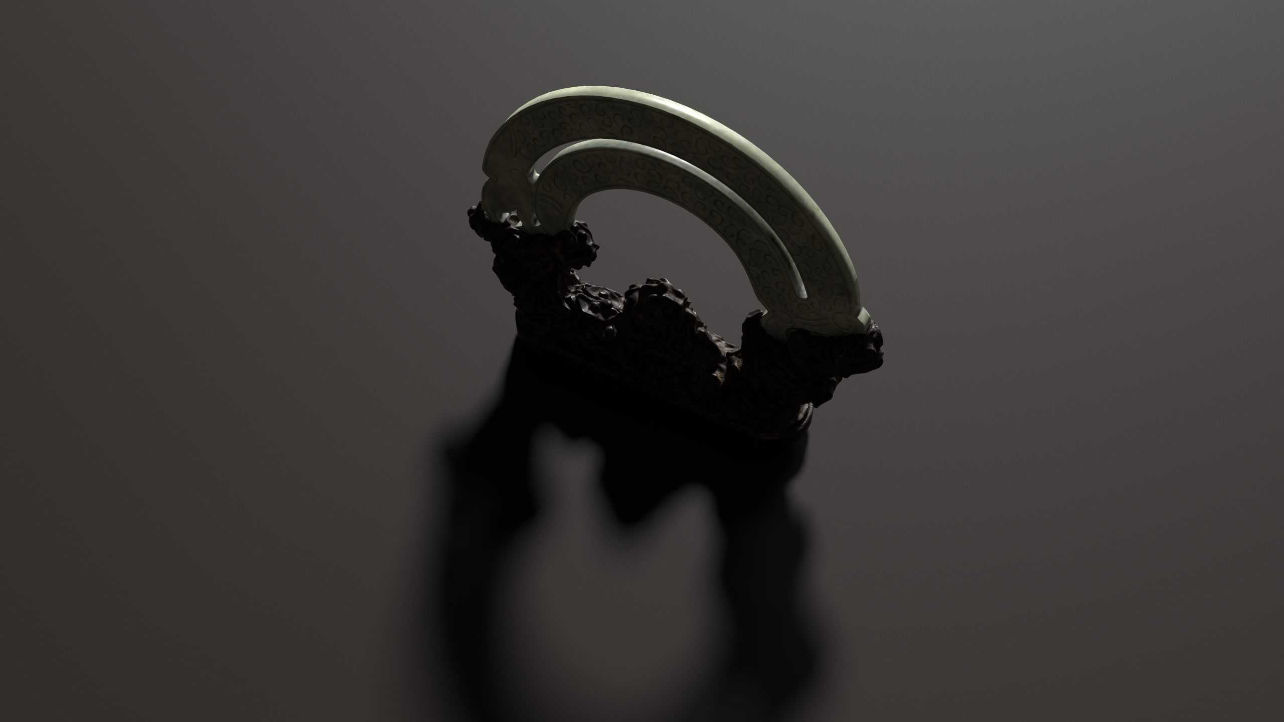 3D Antique Chinese Jade Statue Carved Low-poly 3D model_5