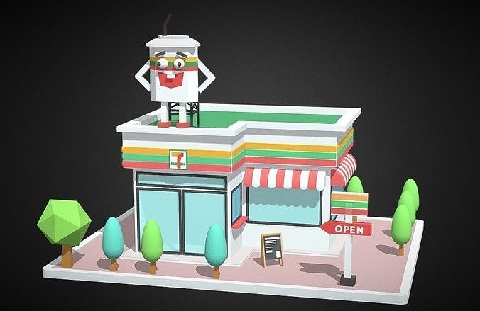 7-ELEVEN fast food restaurant Free 3D model