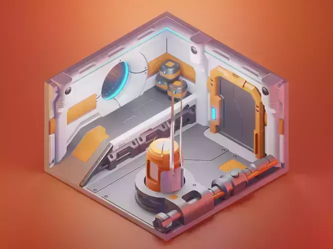 Sci-Fi corridor 3d model Render in Blender