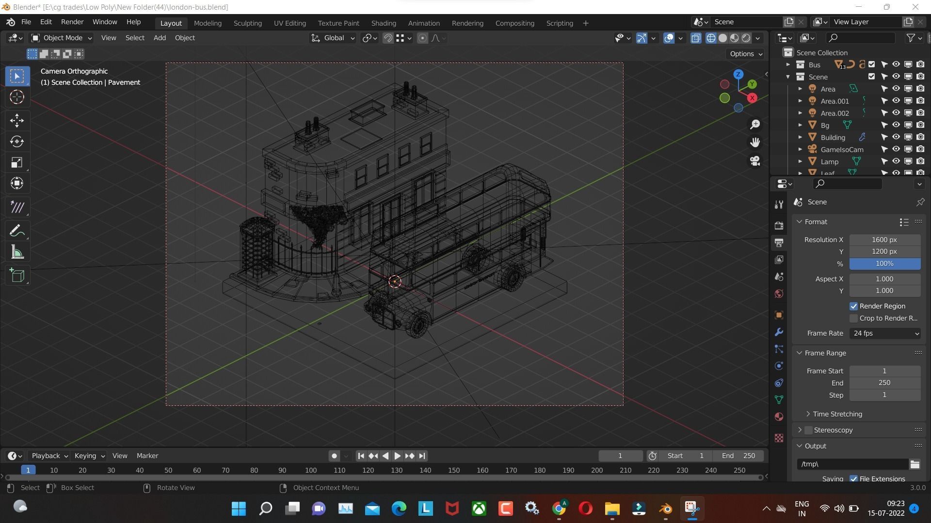 London bus 3d model Render in blender Low-poly 3D model_4