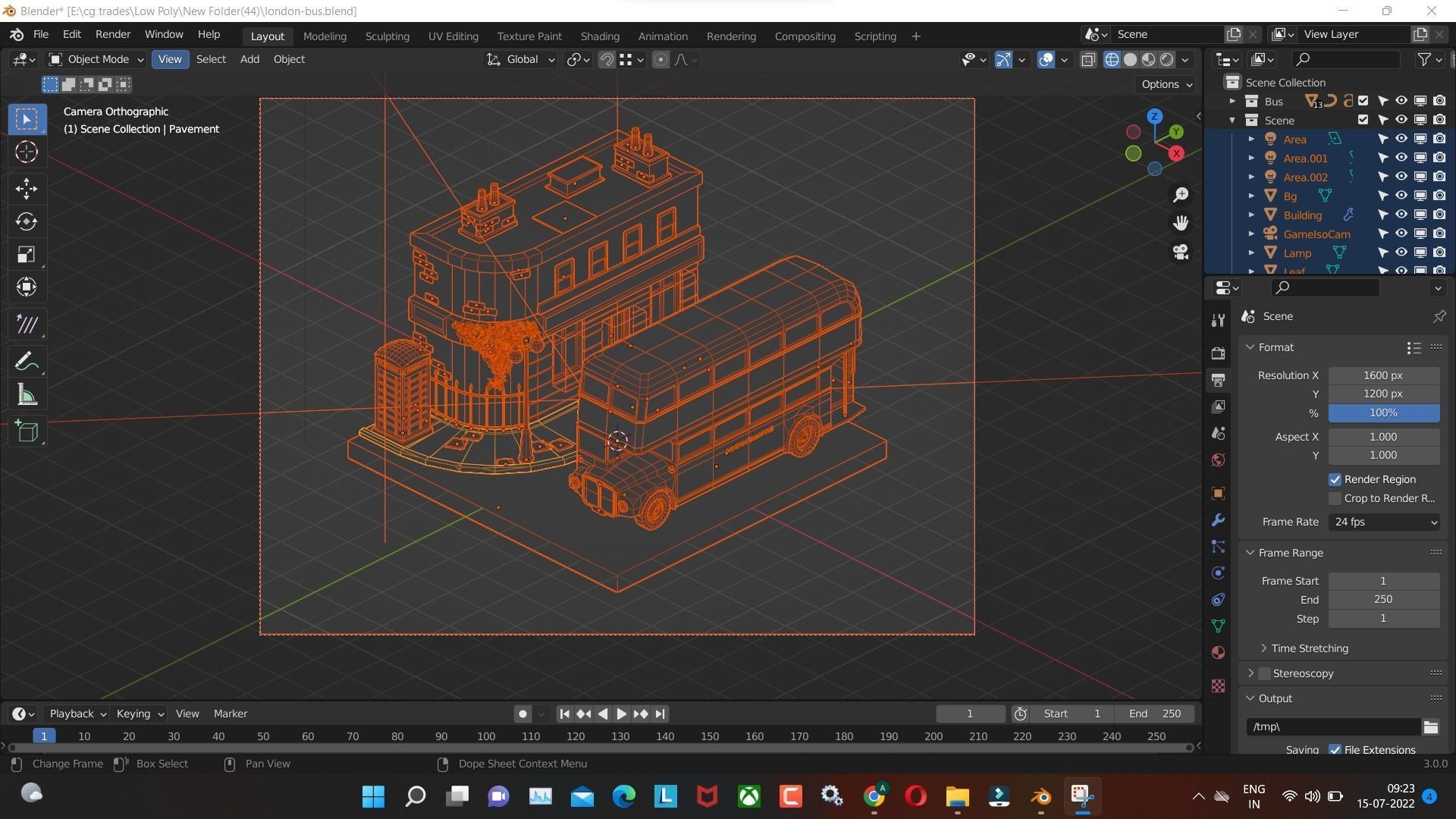 London bus 3d model Render in blender Low-poly 3D model_6