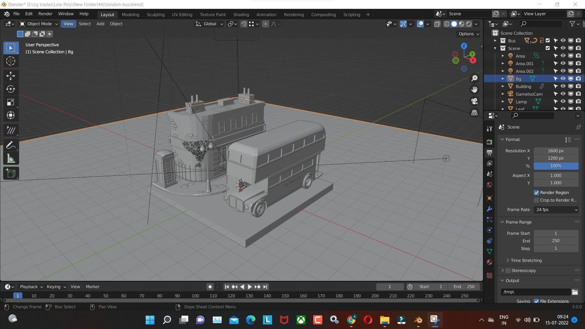 London bus 3d model Render in blender Low-poly 3D model_8