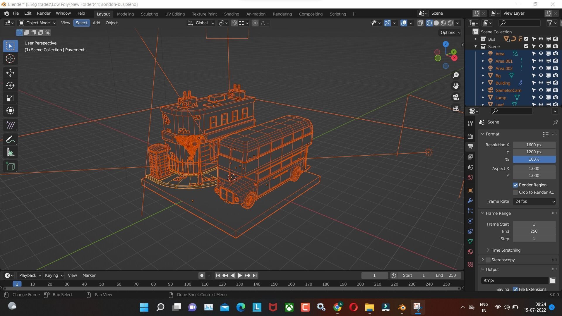 London bus 3d model Render in blender Low-poly 3D model_7