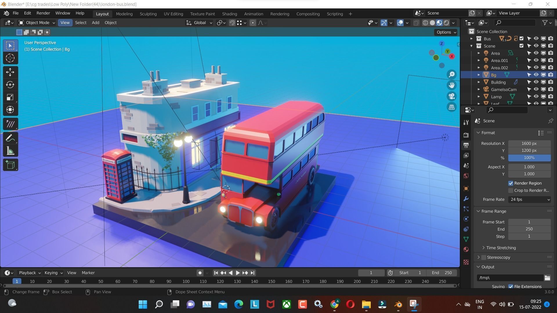 London bus 3d model Render in blender Low-poly 3D model_11
