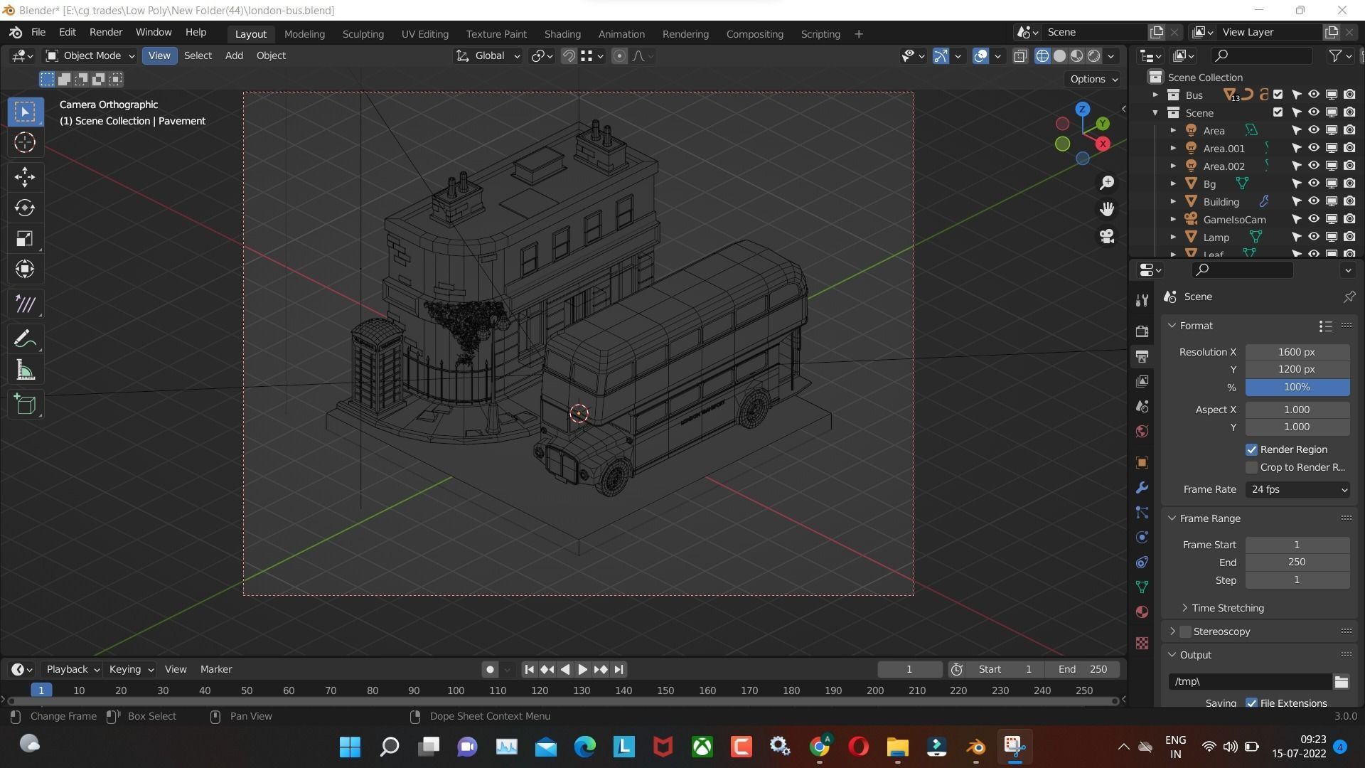 London bus 3d model Render in blender Low-poly 3D model_5